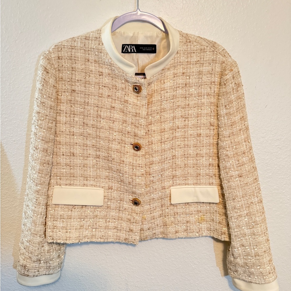 Zara Cream Tweed Jacket